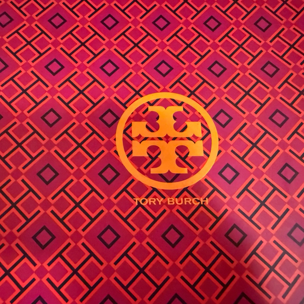 Tory Burch Pink and Orange Patterned Scarf
